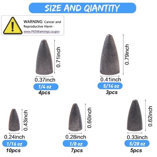 Bullet Fishing Sinkers Slip Fishing Weights, 29/83pcs Worm Weights Sliding Fishing Weights Sinkers Assorted with A Handy Box for Bass Fishing