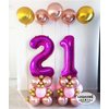 Laser Pink 24 Number Balloons 40 Inch Giant Hot Pink Sweet 24 Helium Balloons for 24th Girls Birthday Party Supplies 24th Anniversary Events Decorations