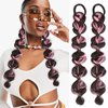 Braided Ponytail Extension with Hair Tie Pink and Black Bubble Wrap Around Pony Tail Hair Extensions 2 Pcs Natural Soft Elastic Hair Band Hairpieces Synthetic Hair Piece for Women Daily Wear