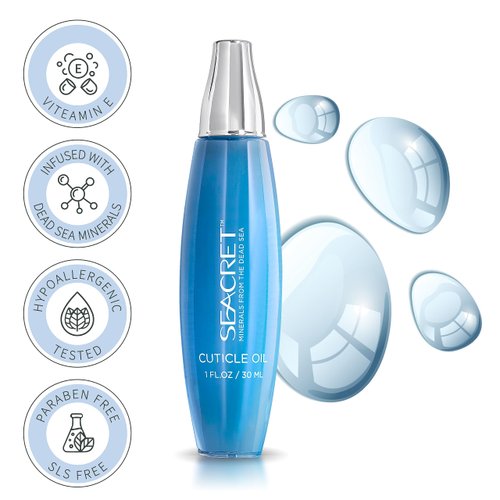SEACRET CUTICLE OIL: Dead Sea Mineral Nail Care Treatment with Calendula, Argan, Jojoba, Sweet Almond, & Grape Seed Oils, and Vitamin E, Protects and softens All Nail Types, Made in Israel (30ml)