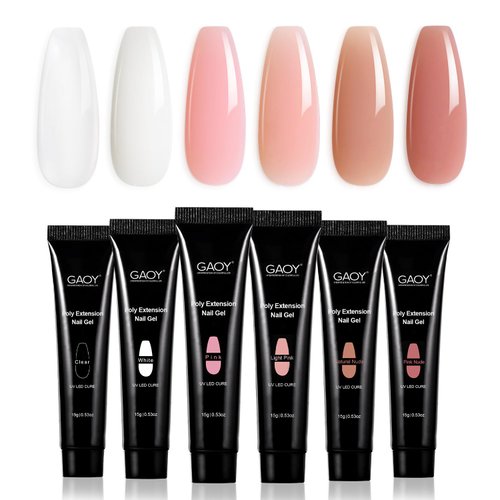 GAOY Poly Gel Set, Nail Extension Gel, 6 Colors Nude Pink Builder Gel Nail Enhancement Gel for Beginner & Professional Nail Art Salon DIY