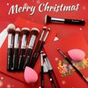 BEAKEY Makeup Brushes Set, Professional Foundation Eyeshadow Concealer Blush Powder Bronzer Applicator, 2 Blender Sponge wit Beauty Paper Case, Gifts for Women Christmas Stocking Stuffers for Adults