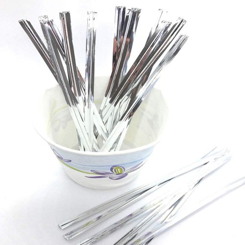 Weststone - 1000pcs 4" Silver Metallic Twist Ties foil Twist Ties for Cello Bags Treat Bags in Birthday Party Wedding Party