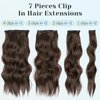 KooKaStyle Clip in Hair Extensions for Women with Thinning Hair，7PCS 20 Inch Thick Long Wavy Hair Extensions Clip Ins，Chocolate Brown with Dark Brown Synthetic Hairpiece for Daily Use Voluminous Look