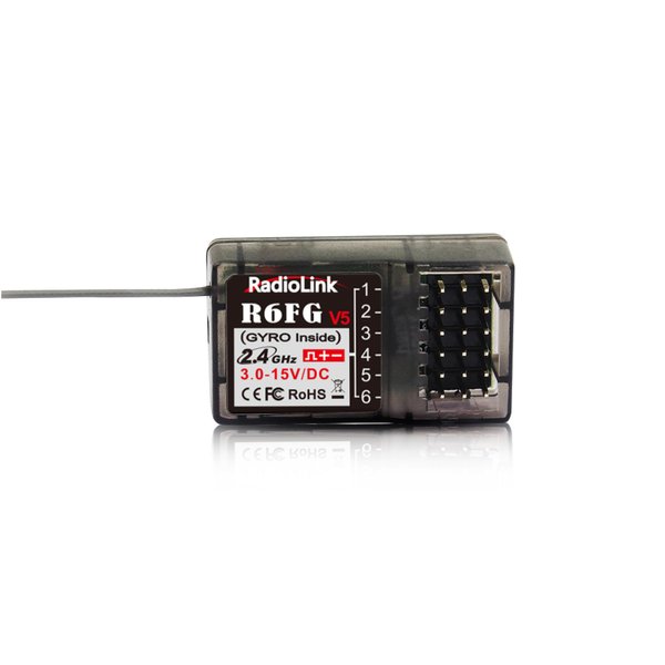 Radiolink R6FG 6 Channels 2.4GHz RC Receiver with Gyro, Surface Long Range Control RX for Vehicle Drifting/Crawler/Truck/Boat Works with Radio Controller RC4GS V3/RC6GS V3/RC4GS V2/RC6GS V2/T8FB/T8S