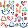Yeetec 24 Pack 24 Blocks Magic Speed Cubes, Mini Snake Cube, Mini Plastic Puzzle Cube Toy for Kids Party Bag Fillers, Party Supplies, Random Color