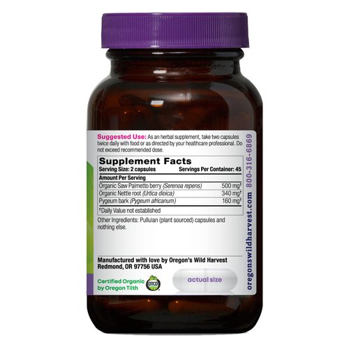 Oregon's Wild Harvest Organic Saw Palmetto Pygeum Herbal Supplement Capsules