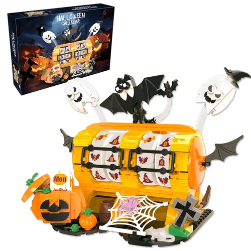 Vocrev Halloween Building Sets Pumpkin Calendar Building Toys Compatible with Lego Sets for Adult Halloween Party Favors Gift for Boys and Girls Phone Holder function Halloween Home Decor