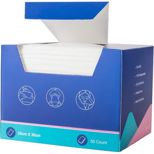 Atitifope Disposable Face Cloths Cleansing Towels Facial Towel Wet and Dry Face Towel Tissue Makeup Remover Wipse 10inch x 12inch (1 Box)