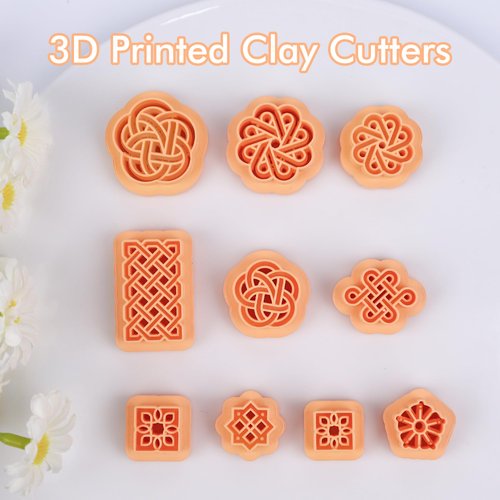 Puocaon Knot Polymer Clay Cutters - 10 Pcs Weave Knot Clay Cutters for Polymer Clay Earrings, Wicker Polymer Clay Cutters for Earrings Jewelry, Rattan Earrings Polymer Clay Cutters