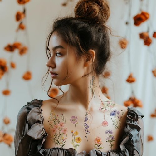 Everjoy Watercolor Wild Flowers Small Temporary Tattoo Stickers - Waterproof Tiny Floral Fake Tattoos for Women and Girls