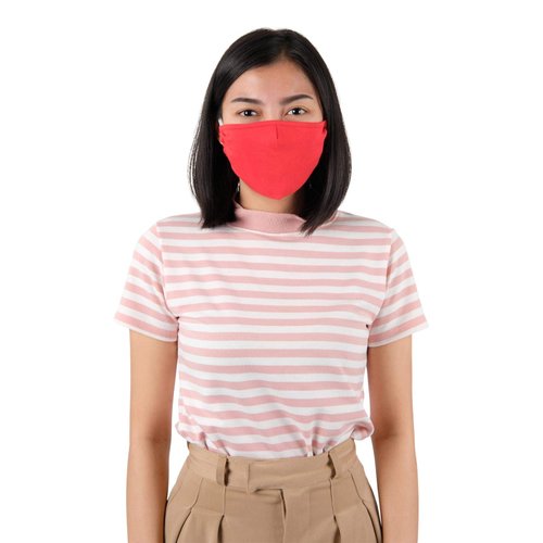 LOFBAZ Cloth Face Coverings Cotton Fabric with Filter Pocket Washable Reusable Vibrant Red - Pack of 3, Adult M