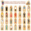 Qunclay Set of 30 Wooden Community Helpers Toys Wood Multicultural Career Figures Culturally Diverse Wooden Blocks Small Wooden People Figurines for Classroom Diversity Block Play (Wooden Color)