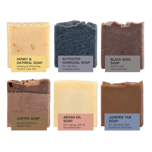 AUTHENTIC BATH & SOAP Natural Cold Processed - Soap Bar Gift Set for Men - Moisturizing, Soothing, Gentle Cleansing for Daily Use, Oil Control, Cruelty Free, SLS & Paraben Free (Pack of 6) 4.2 Oz Each