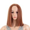 SWACC 12 Inch Short Length Straight Middle Part Hair Wig Synthetic Heat Resistant Wigs for Women with Wig Cap (Dark Copper Red)