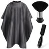 NICEMOVIC Hair Cutting Barber Cape with Neck Duster Brush and Barber Brush, Professional Barber Accessories Cleaning Supplies for Salon Haircut Styling (Black Stripe)