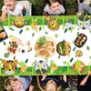 162Pcs Jungle Party Supplies- Include Animal Shape Plates, Jungle Tablecloth, Safari Flag, Napkins, Cups, Cutlery, Safari Theme Party Supplies for Kids Birthday Baby Shower Wild One, Serves 20 Guests
