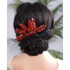 Kercisbeauty Sparkly Red Crytal Bridal Hair Comb Rhinestones Hair Piece for Wedding Brides Bridesmaid Boho Handmade Hair Jewelry Collection (Red)