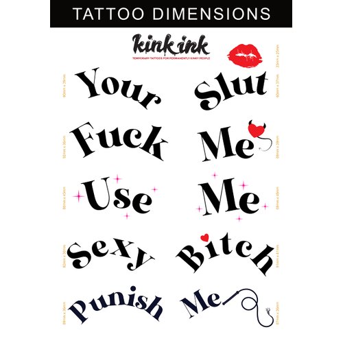 Kink Ink - 5 Sexy Kinky Chest Breast Temporary Tattoos for Women, Waterproof Fake Tattoo Stickers