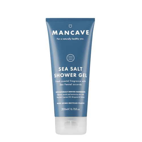ManCave Sea Salt Shower Gel for Men, Coastal Aroma with Sea Fennel, Cypress and Bergamot, Sulphate and Paraben Free, Natural, Vegan, Cruelty Free, 200 ml