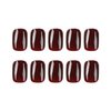 Wine Red Press on Nails Extra Short Fake Nails Acrylic Square False Nails with Artificial Glossy Designs Full Cover Glue on Nails Stick on Nails for Women 24pcs