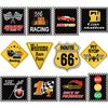 12 Pieces Race Car Party Decorations Funny Race Car Signs Racing Party Signs Cutouts Let's Go Racing Party Supplies for Race Fans Birthday Party