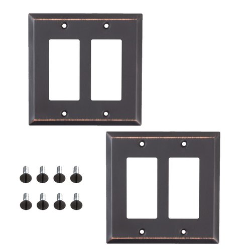 SLEEKLIGHTING Oil Rubbed Bronze Outlet Covers and Switch Plates-Decorative Wall Plate Light Switch Cover Flat -Variety of Styles: Decorator/Duplex/Toggle / & Combo-Size: 2 Gang Decorator (2Pack)