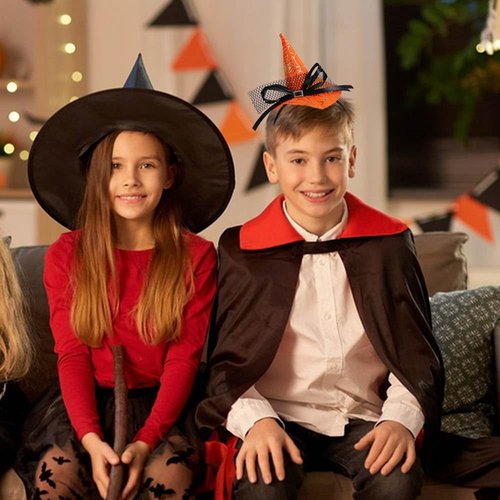 ROMODIYA Halloween Headband for Women, Halloween Witch Hat Headband Orange Hairband with Spider Web Design Hair Boppers Mini Witch Hat for Halloween Costume Cosplay Party Hair Accessories