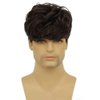 Tseses Curly Brown Wigs for Men Short Natural Layered Hair with Bangs Fluffy Men Costume Synthetic Wigs