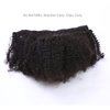Afro Kinky Curly Clip in Human Remy Hair Extensions Brazilian Curly Clips Hair Extensions 4B 4C 8A Virgin Thick Natural Black Color Clip on For Black Women 10-22 inch (10 inch, AC #1B)