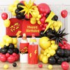 Red Black Yellow Balloons Arch Garland Kit, Cartoon Birthday Party Balloons with Flash Lightning Starburst Mylar Balloons for Cartoon Ball Theme Birthday Baby Shower Party Decor