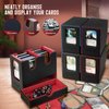 TiMOVO MTG Deck Box, MTG Commander Card Deck Box with Commander Display & Dice Tray Fits 400+ Unsleeved Cards, Leather Magnetic Card Storage Case with 6 Dividers for TCG CCG Magic Cards, Black+Red