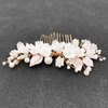 BETITETO Bridal White Hair Comb Pearl Leaf Ceramic Flower Hair Pin Piece Accessories for Wedding Women