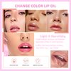 SEWOG Magic Color Changing Lip Oil, Moisturizing Lip Glow Oil Plumping Lip Oil, Hydrating Lip Gloss Lip Balm Transparent Lip Care, Long Lasting Moisturizing Non-sticky Fresh Texture
