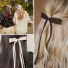 UVANKAUP 4 Pcs Hair Clips for Women Girls - Silky Satin Big Bows Clips - Black/White Bow Hair Barrettes - Tassel Hair Ribbons Bows with Oversized Long Tail - 2 Style