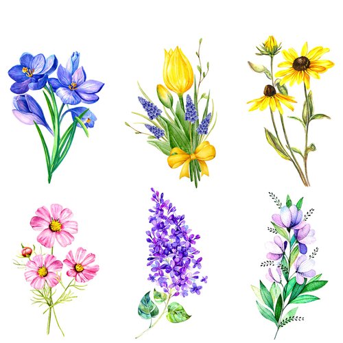INKARTLINK 6 Design/set temporary tattoo, colorful tattoo stickers, immediate color development, lasting 1-3 days,Waterproof, simulation, cute, cartoon, female fake tattoo stickers (Flower)