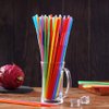 100 Pcs Colorful Plastic Long Flexible Straws.(0.23''diameter and 10.2"long)