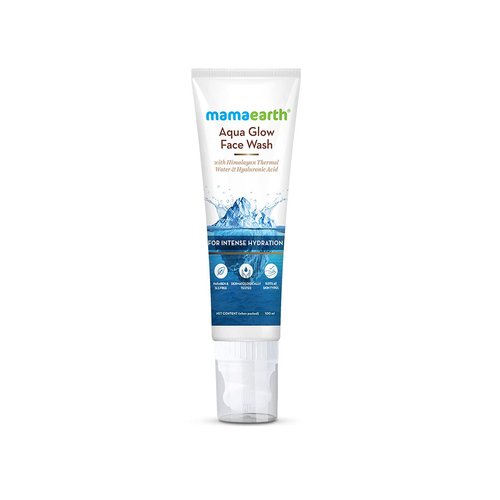 MAMAEARTH Aqua Glow Hyaluronic Acid Face Wash with In-Built Brush | Gently Cleanses & Gives Intense Hydration | Makes Skin Soft, Supple & Glowing | 3.38 Fl Oz/100 ml