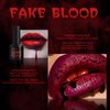 Wugbc Halloween Fake Blood Makeup Kit Black Eyeshadow Grey Blue Lipstick Red French Press On Nails Realistic Vampire Blood for Eyes Mouth Nose Face Teeth Body Zombie SFX Cosplay Dress Up Accessories