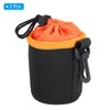 PATIKIL Camera Lens Bag, 2 Pcs 3.1" IDx3.9 H Drawstring Lens Pouch with Thick Protective Neoprene, Lens Case for DSLR Camera Lens, Water Coffee Cups, Black Orange
