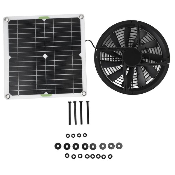 Haofy Solar Panel Fan Kit, 10in 100W Solar Powered Fan with Solar Panel, Waterproof Solar Exhaust Fan for Small Chicken Coops Sheds Crawl Space Pet Houses Window Exhaust