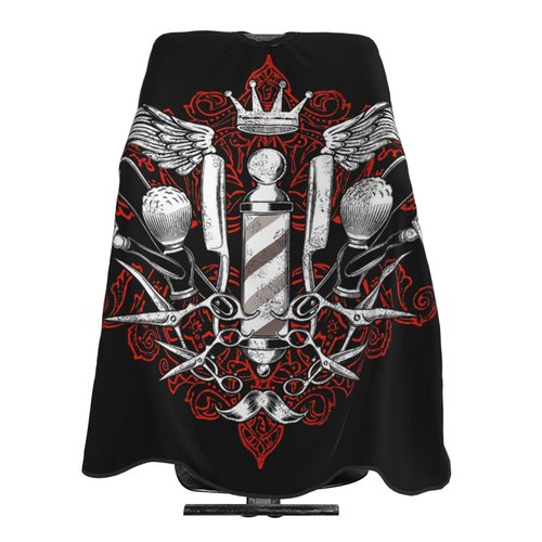 Red Wings Barber Pattern Barber Cape, Hair Stylist Salon Haircut Gown, Hair Cutting Apron with Adjustable Closure, Professional Salon Cutting Barber Skirt