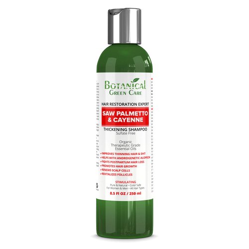 Saw Palmetto & Cayenne Shampoo, Thickening shampoo for thinning hair, Hair loss shampoo, sulfate free