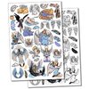 Angel Wings Feathers Cherubs Religious Temporary Tattoo Water Resistant Fake Body Art Set Collection - Black (One Sheet)
