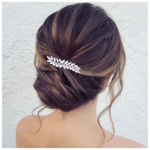 Andelaisi Vintage Rhinestone Hair Clip Wedding Crystal Hair Barrettes Silver Crystal Barrette Head Clips Sparkly Crystal Cz Hairclip Decorative Headwear Crystal Wedding Headpieces Hair Accessories
