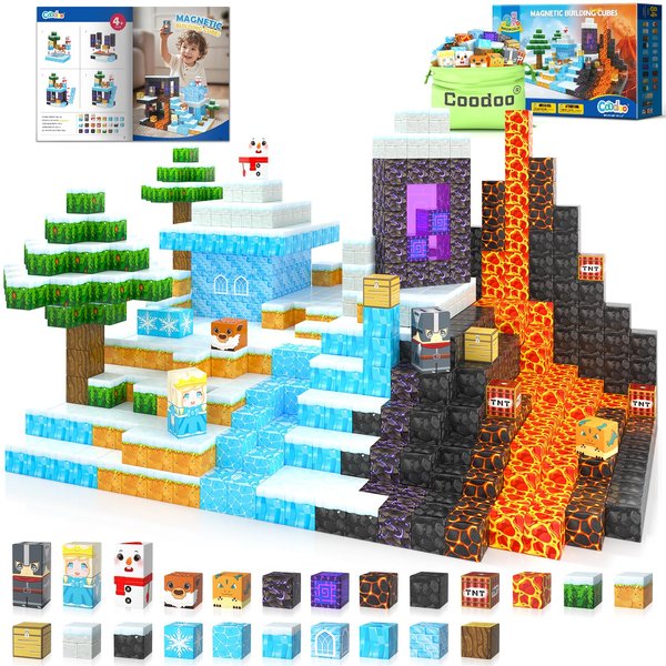 Frozen Toys Magnetic Blocks - Build Mine Magnet World Frozen & Lava Set, Magnetic Tiles Building Blocks Toddler Toys STEM Sensory Outdoor Kids Toys, Gifts for Boys & Girls Toys for Ages 3 4 5 6 7 8