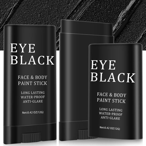 Eye Black, Eye Black Stick for Sports Anti-Glare, Football Eye Black Baseball Softball Face Body Paint, Sweat-Proof Eye Black Smooth Long Lasting Full Coverage Halloween Makeup For Adults Kids (2 PCS)