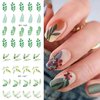 Summer Nail Art Sticker Green Leaf Water Transfer Nail Sticker Decal Green Blue Floral Flower Summer Nail Design for Acrylic Nail-Nail Art Supplies Manicure Decor 12sheets (Green)
