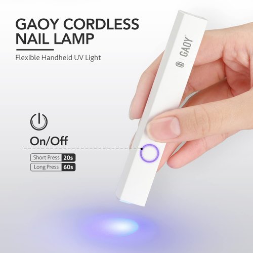 GAOY Handheld UV Light for Gel Nails, Mini Nail Light, Portable LED Nail Lamp, Cordless Rechargeable USB Nail Dryer for Fast Curing