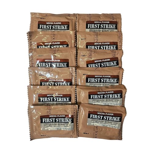 Mini First Strike Energy Bars, Mini Size (1.2 oz.) Vitamin Fortified Nutritious Energy Bars - Available in Chocolate, Apple-Cinnamon and Mocha - Authentic USGI MRE Component (12, Mocha [Caffeinated])